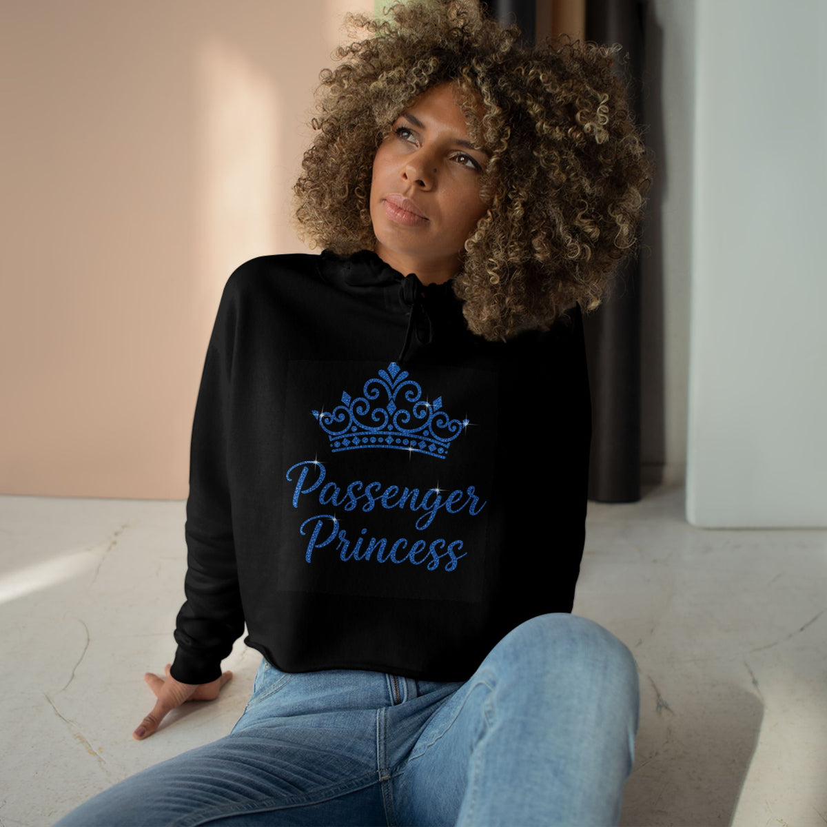 Copy of Passenger Princess Crop Hoodie — Blue Tiara Graphic Cropped Hoodie